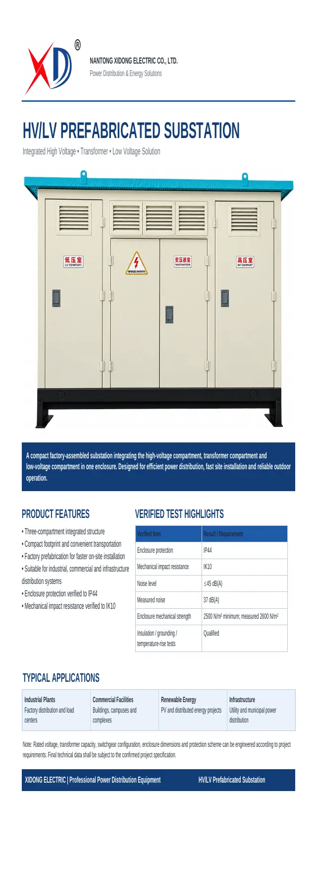 Cover of the published HV/LV prefabricated substation flyer
